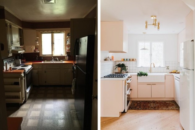 Before and after kitchen photos.