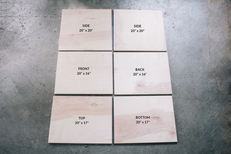Six pieces of plywood cut