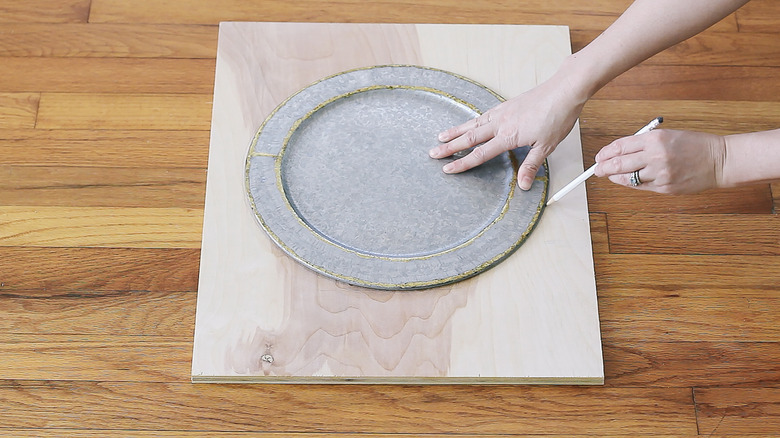 Tracing around a plate on the front piece