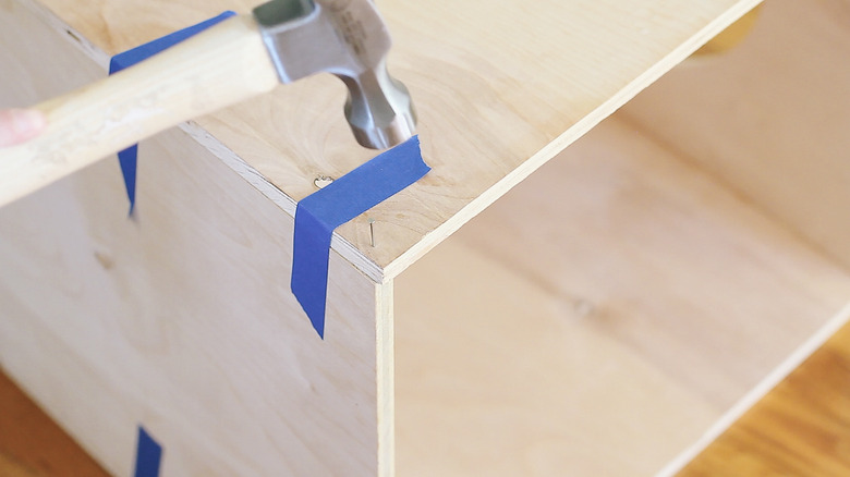 Nailing the plywood boards together