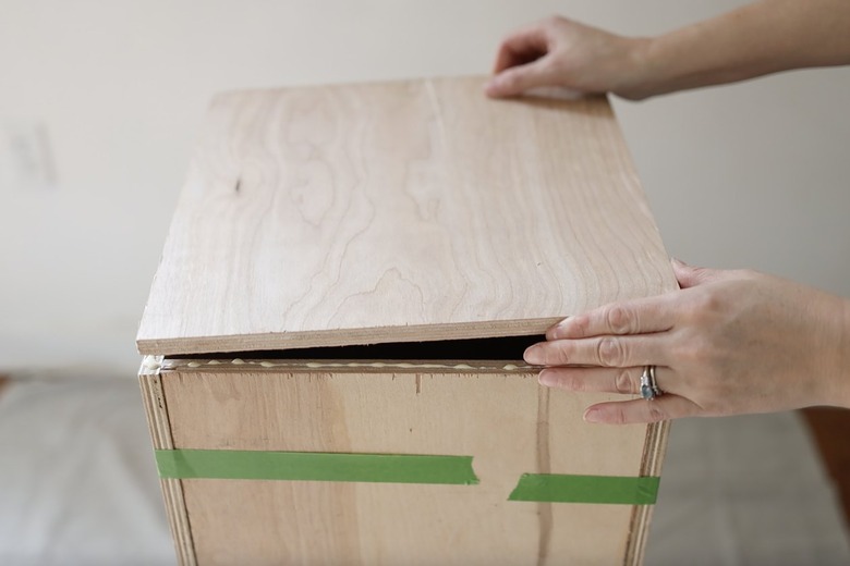 Gluing top piece to wooden plinth