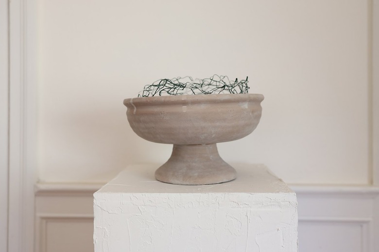 Chicken wire taped inside compote bowl