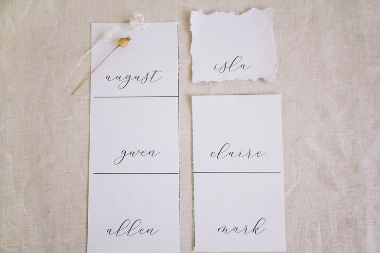 Guest names printed onto cardstock with one square torn out