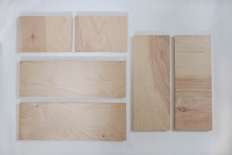 Six wood boards cut to size for dollhouse