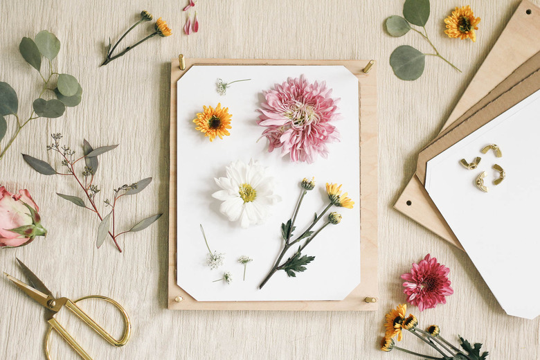 Seasonal flowers and a homemade flower press