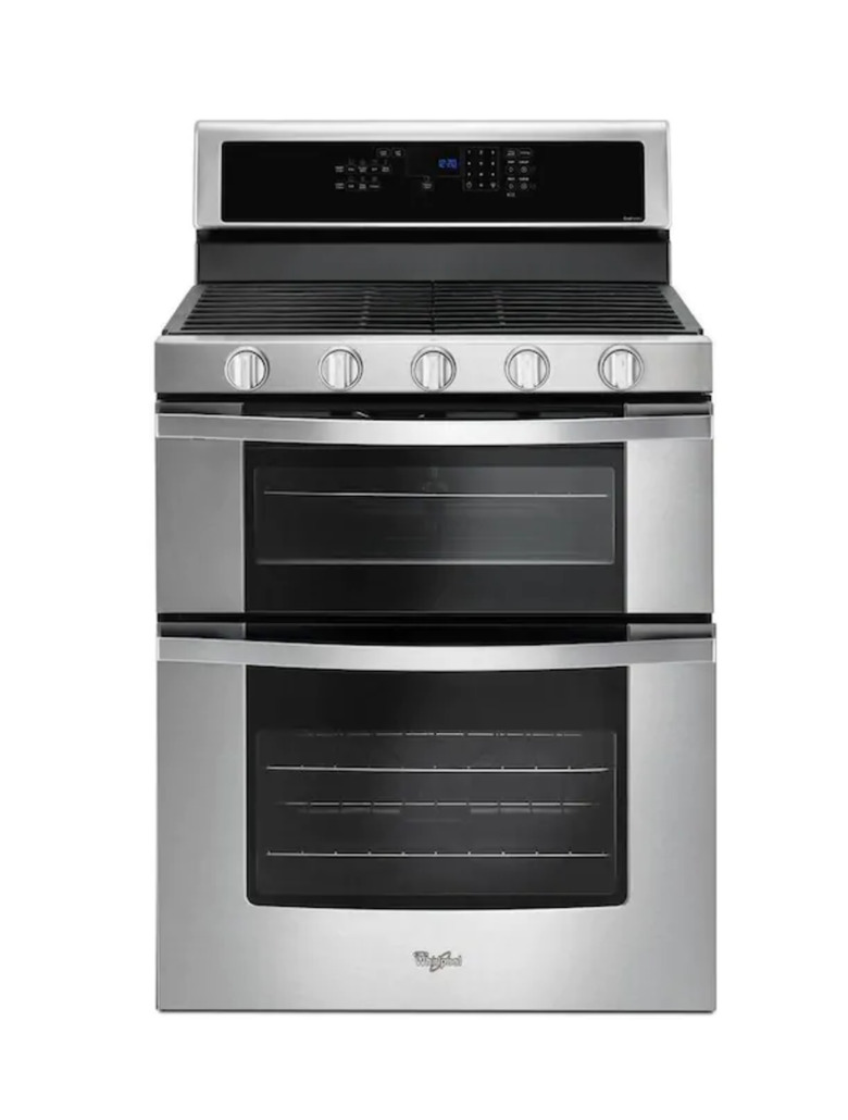 Double oven stove in stainless steel with electric range