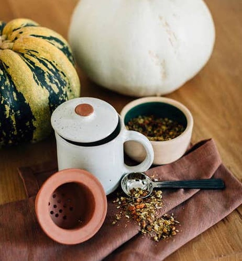 Ten Thousand Villages Speckled Tea Strainer Mug