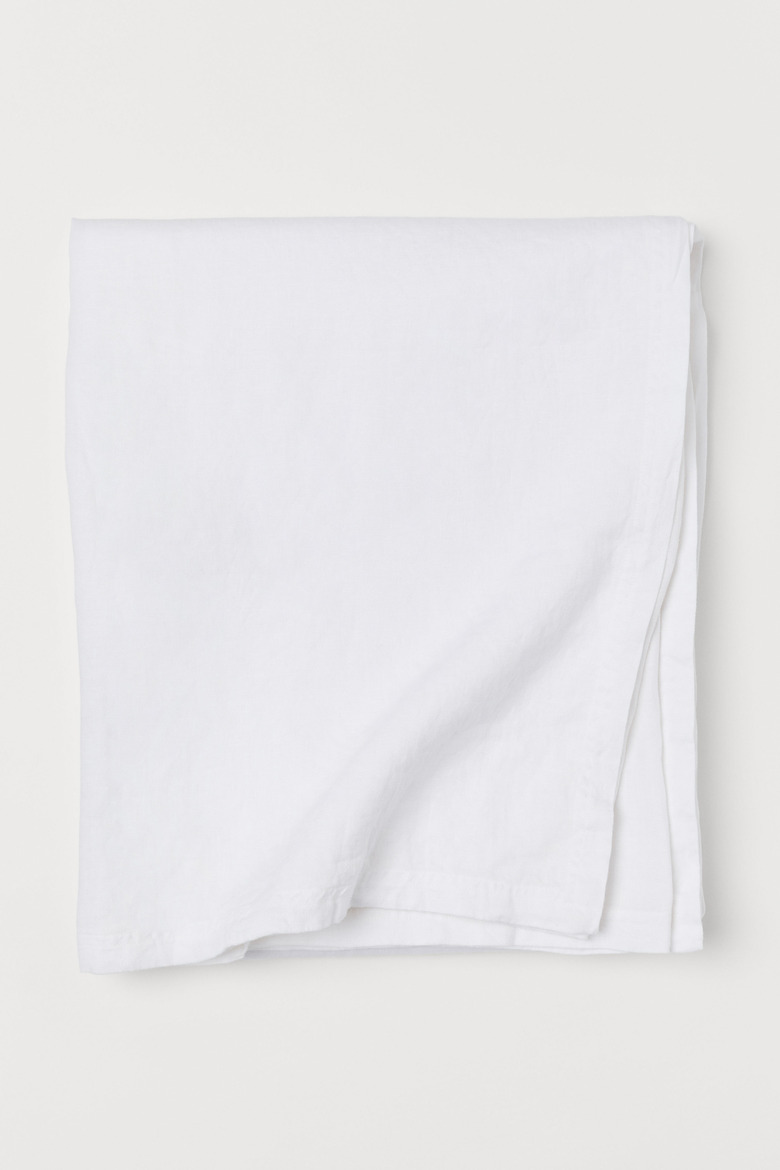 white linen tablecloth