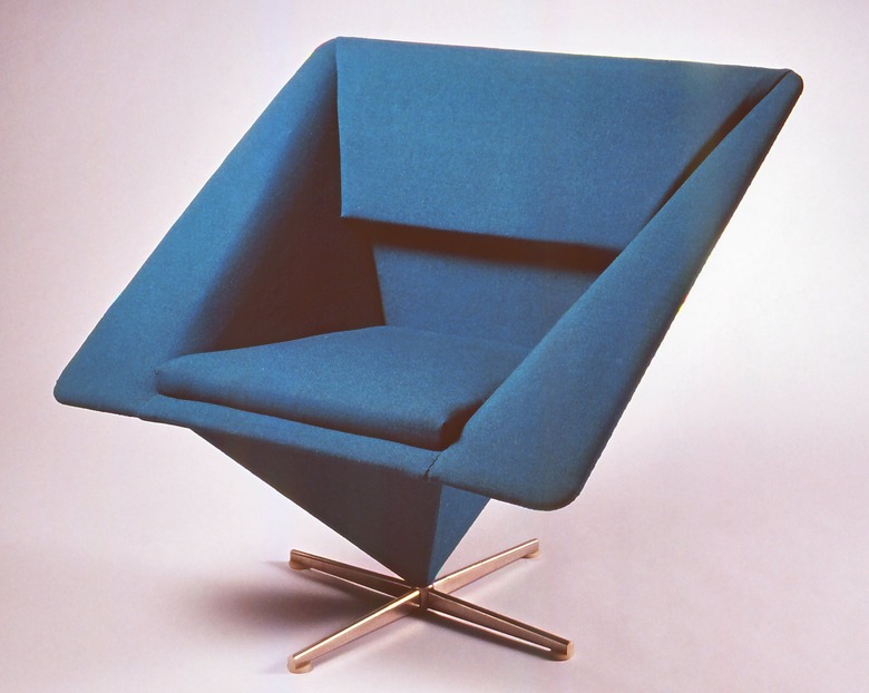 blue midcentury modern pyramid chair