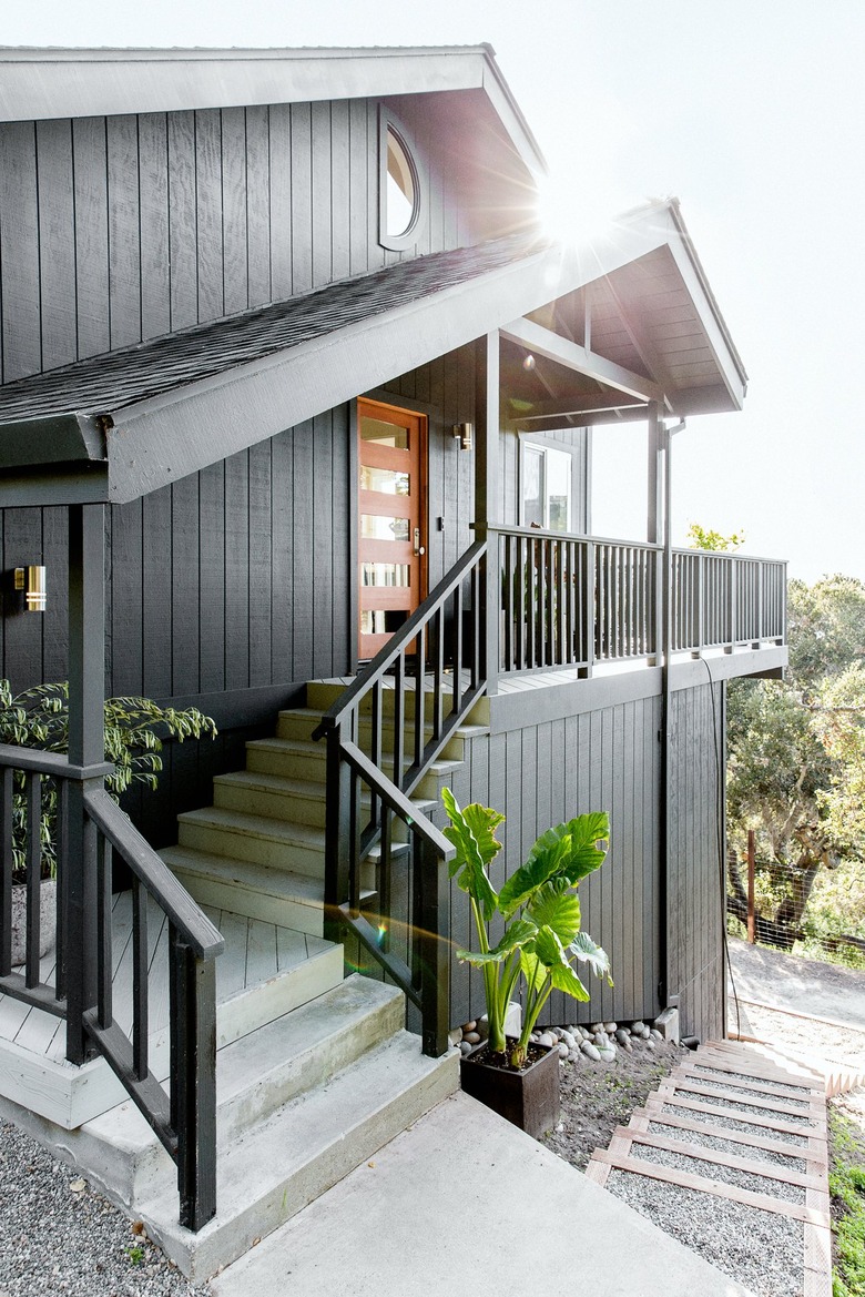 A house with a black exterior