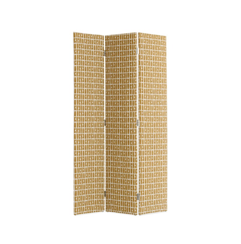 Yellow patterned room divider