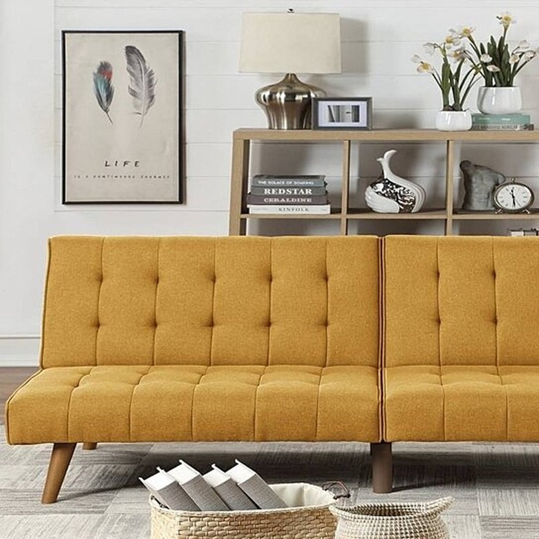 Mustard adjustable bed sofa