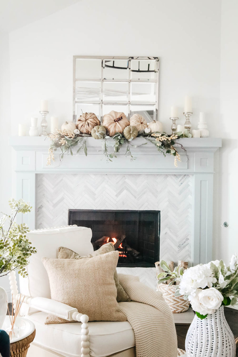 Include greenery on a mantel