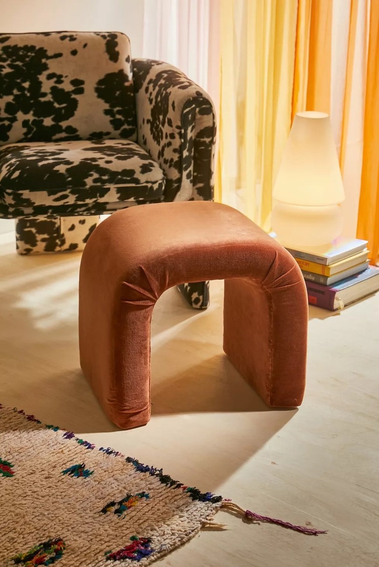 Velvet furniture in seating area