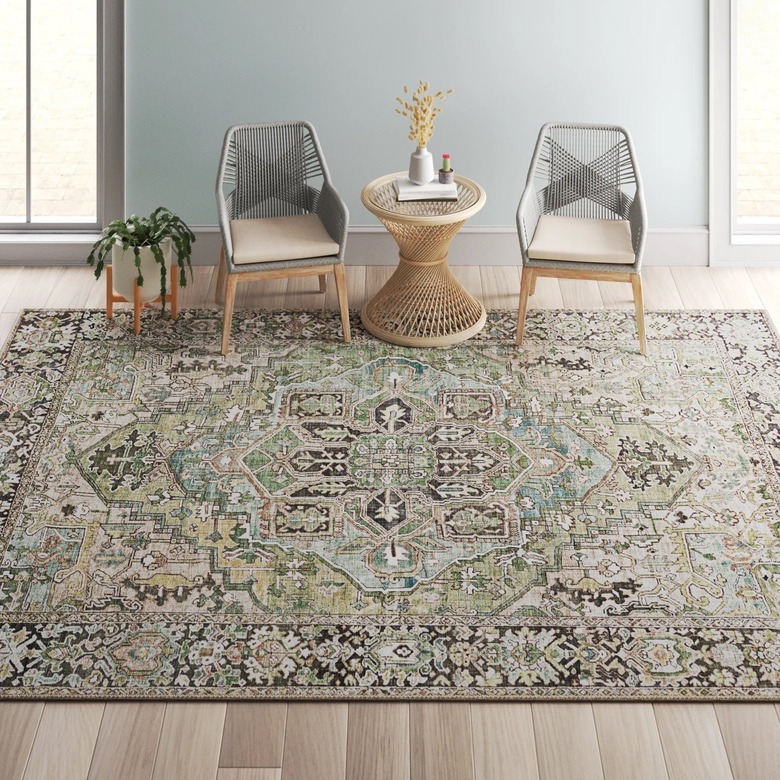mult-shade green area rug