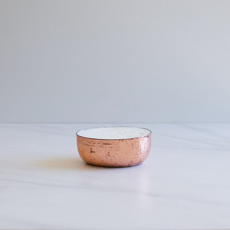 copper bowl with solid soap inside