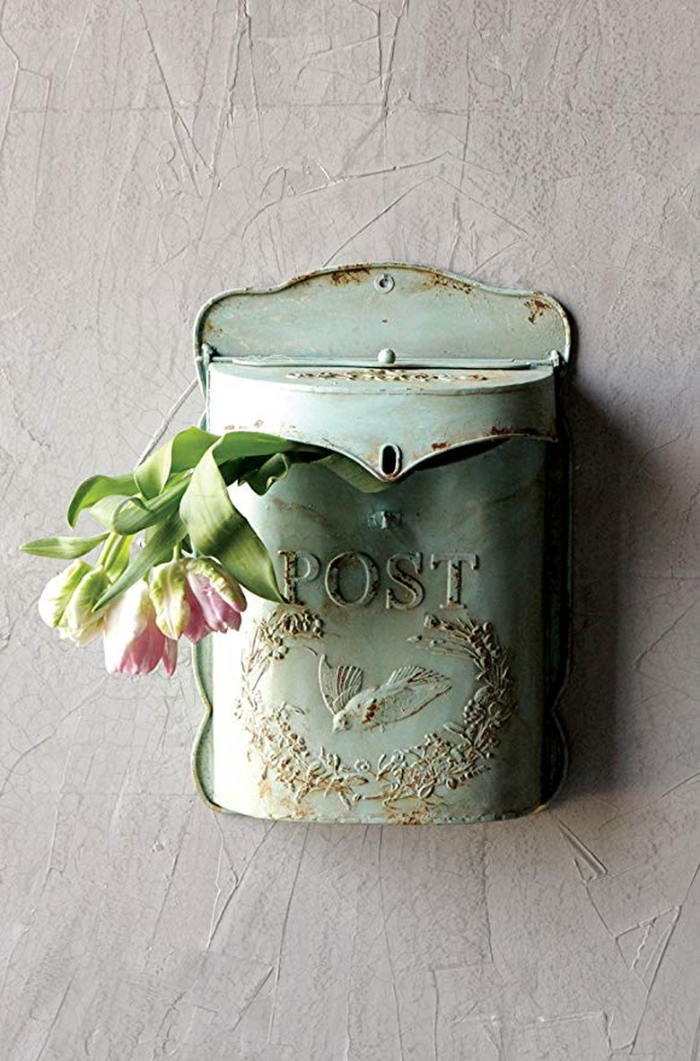 Amazon farmhouse decor with vintage embossed wall-mounted mailbox