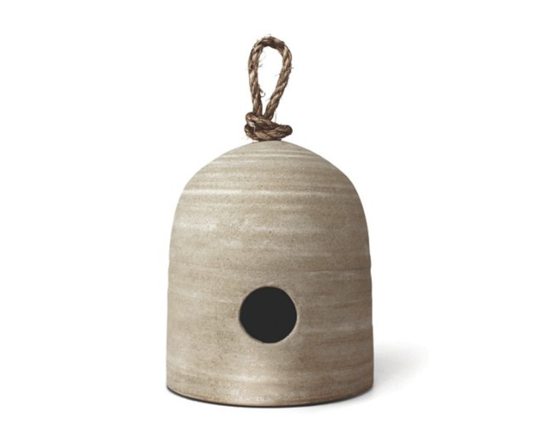 One Kings Lane farmhouse decor with stoneware birdhouse