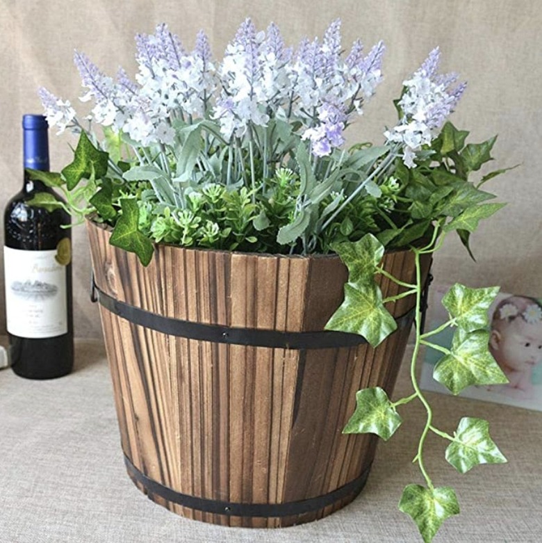 Rustic Whiskey Barrel Planter Pot