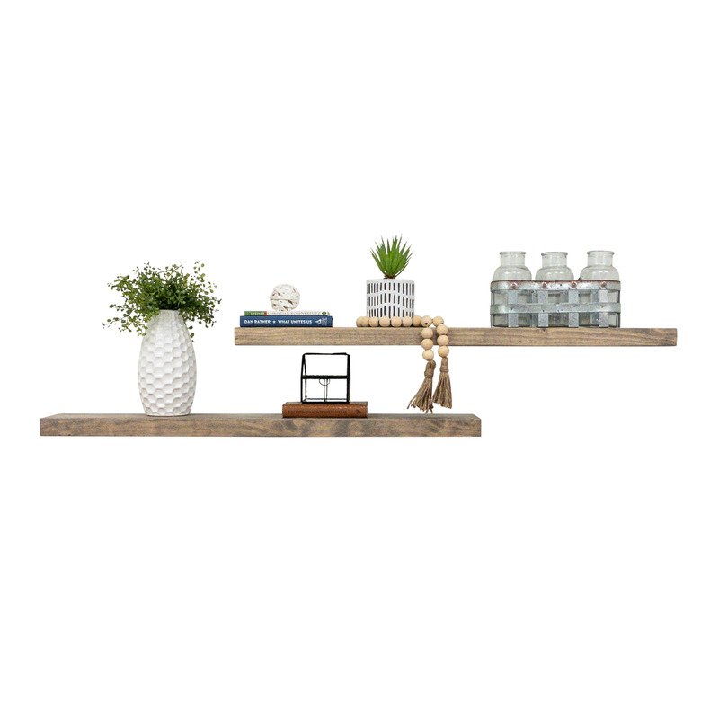 Rustic Pine Solid Natural Wood Floating Shelves