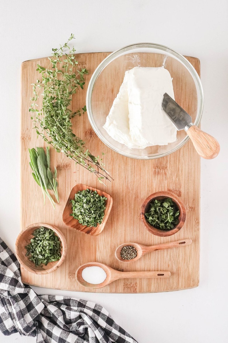 Ingredients for herbed cheese log