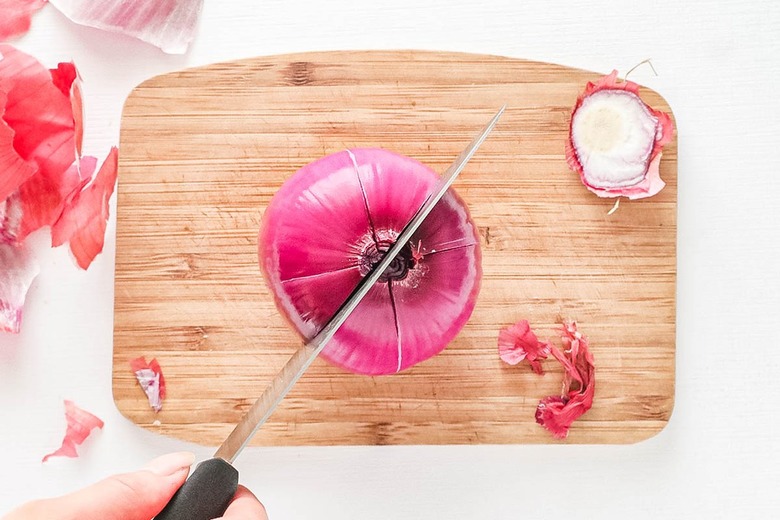 Cut the onion diagonally