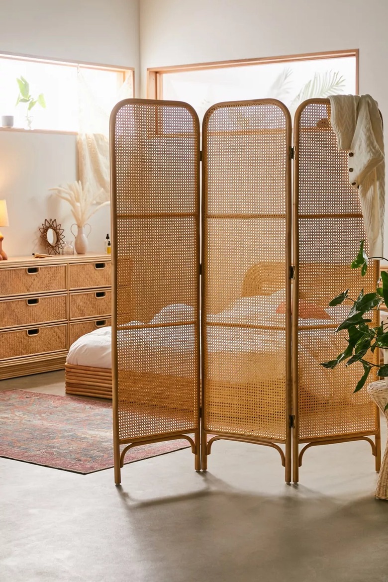 contemporary rattan folding screen