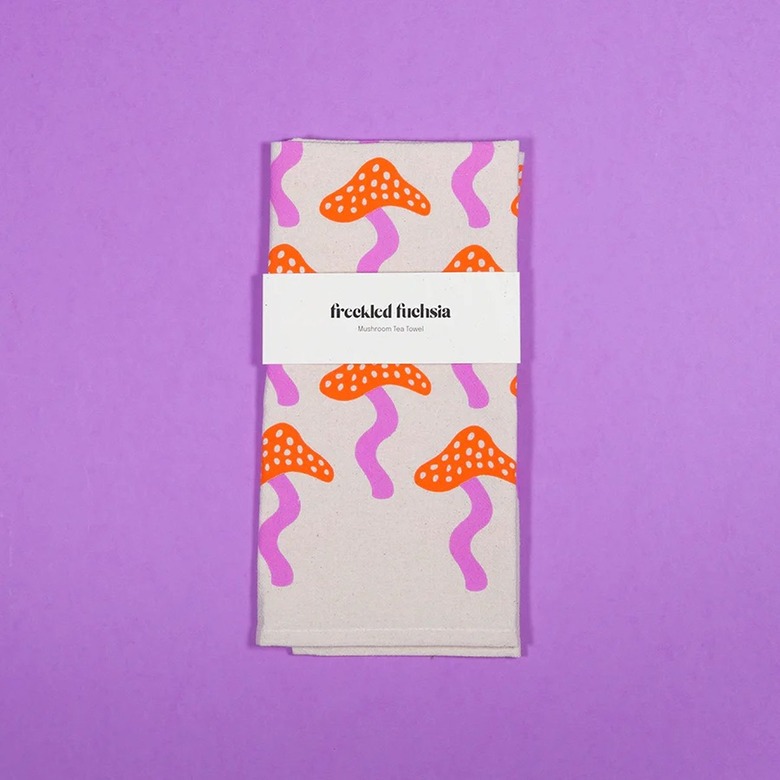 Freckled Fuchsia Mushroom Tea Towe