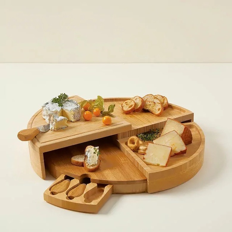 Uncommon Goods Compact Swivel Cheese Board with Knives