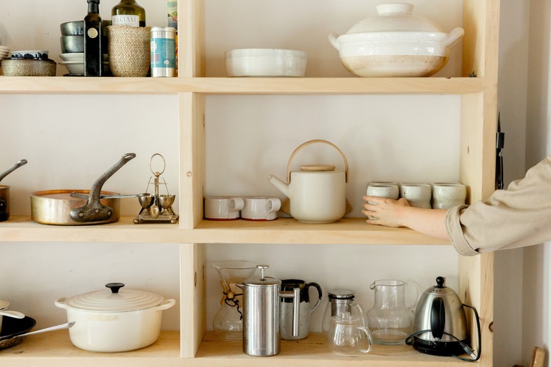 The kitchen shelves