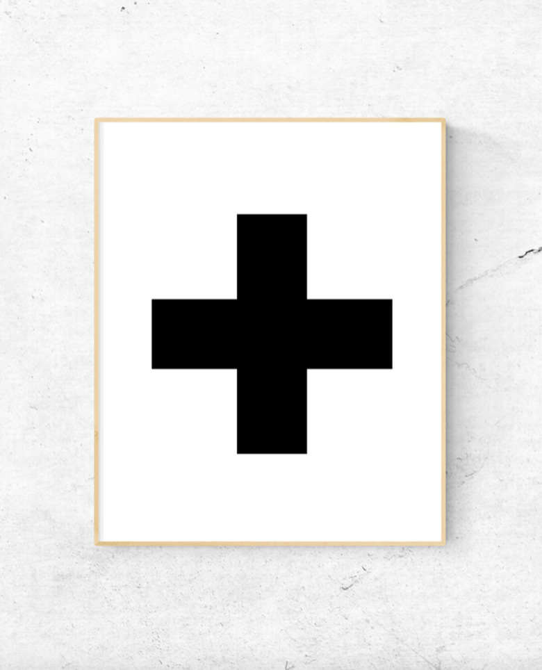 framed free printable with Swiss cross in black