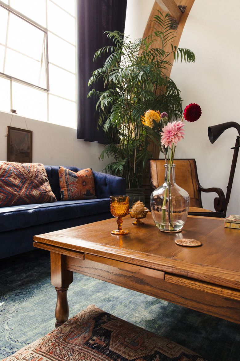Couch and coffee table inside