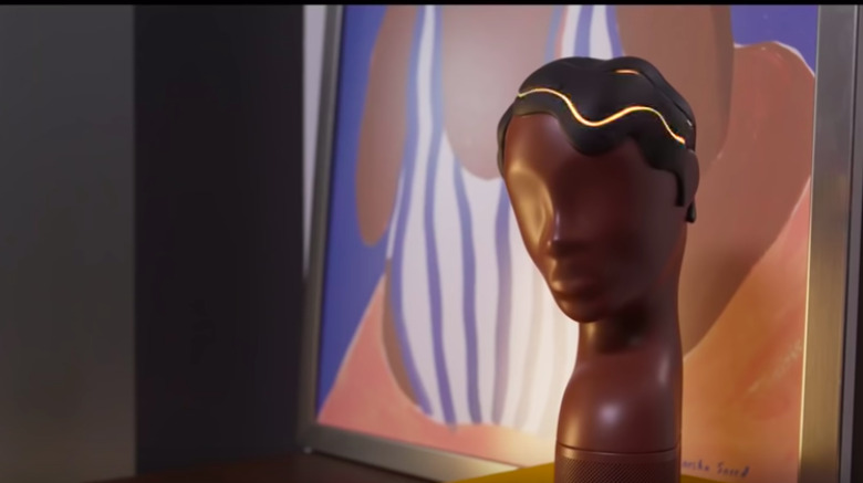 voice activation gadget that shows a figure with brown skin and black hair