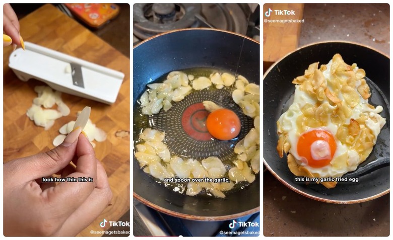 tiktok screenshots garlic fried egg avocado toast