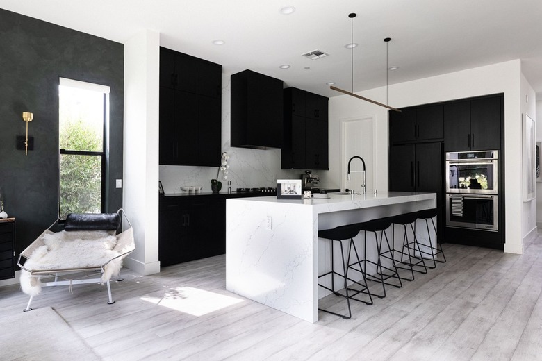 Modern kitchen with black cabinets