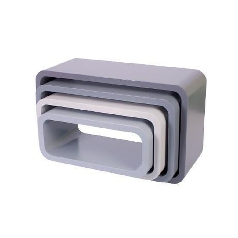 gray wooden storage cubes