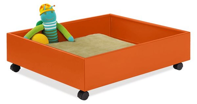 orange steel storage drawer