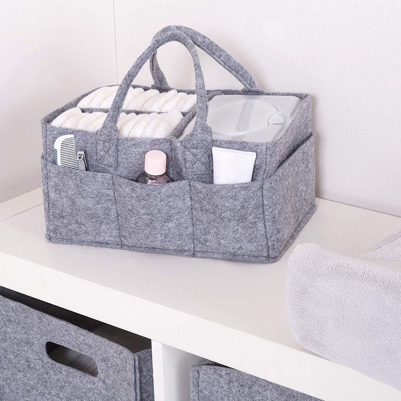 gray felt storage caddy