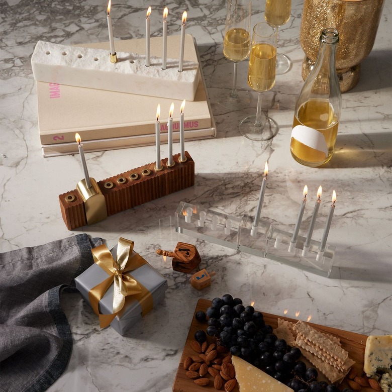 menorahs on table