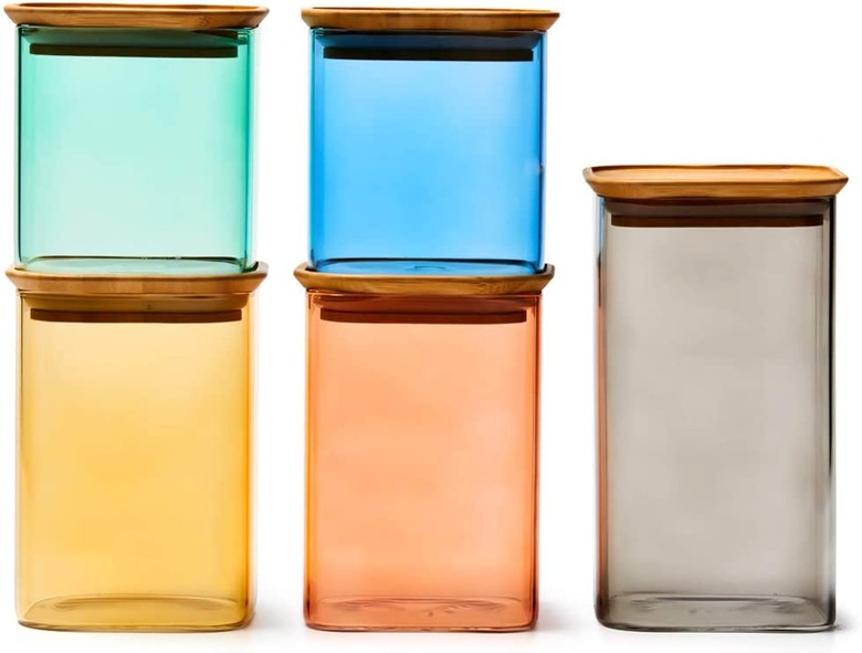 colorful glass jars with lids