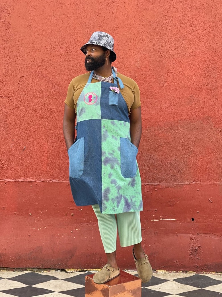 tie-dye canvas denim apron from bloom and plume