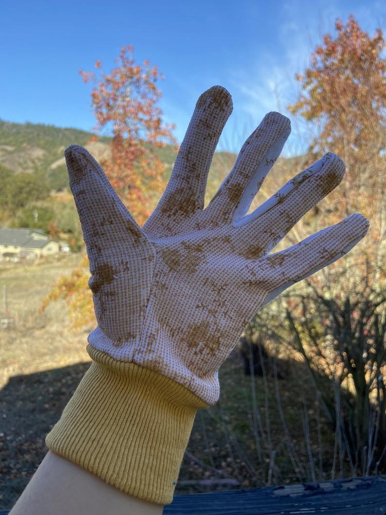 yellow floral gardening gloves from etsy