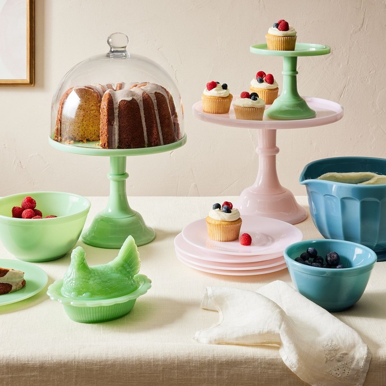 Mosser Glass Colored Glass Cake Stand