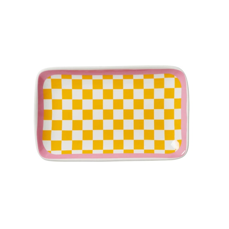 In the Roundhouse Yellow Check Small Tray