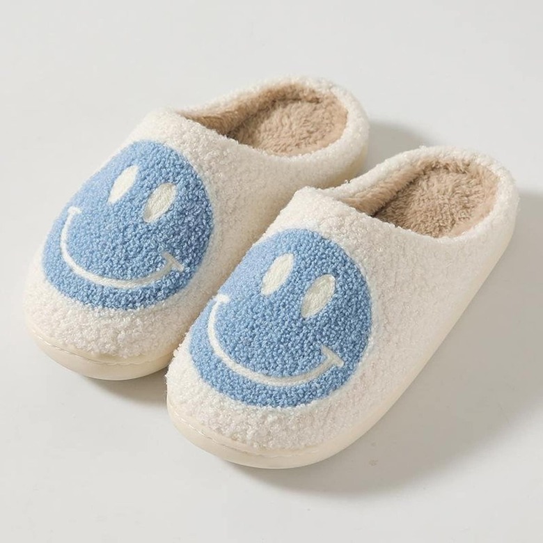 Blue Smiley Face Slippers from Cupcake Footwear