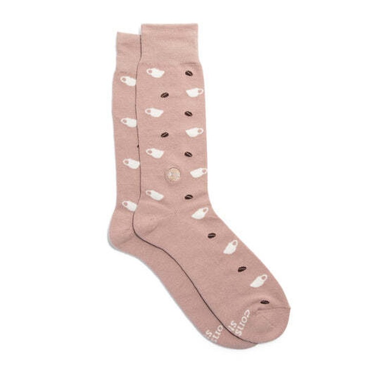 Conscious Step socks with coffee cups and coffee beans