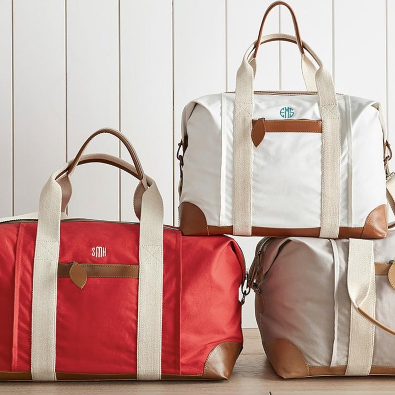 Mark & Graham Embroidered Canvas and Leather Weekender