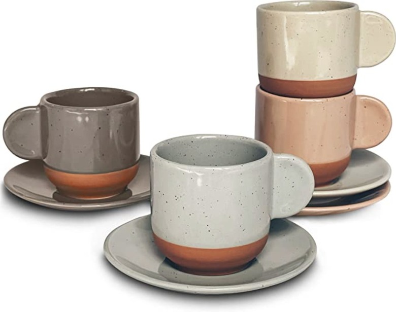 Mora Ceramic Mini Espresso Cups With Saucers