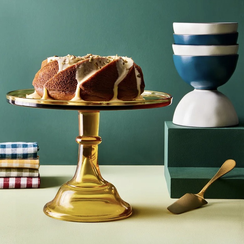 Mosser Glass Colored Glass Cake Stand