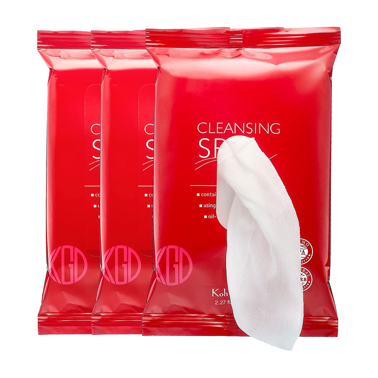 Three red plastic packs with a white cloth extending from the topmost pack.